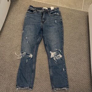 Abercrombie & Fitch Distressed Ankle Jeans - Blue
